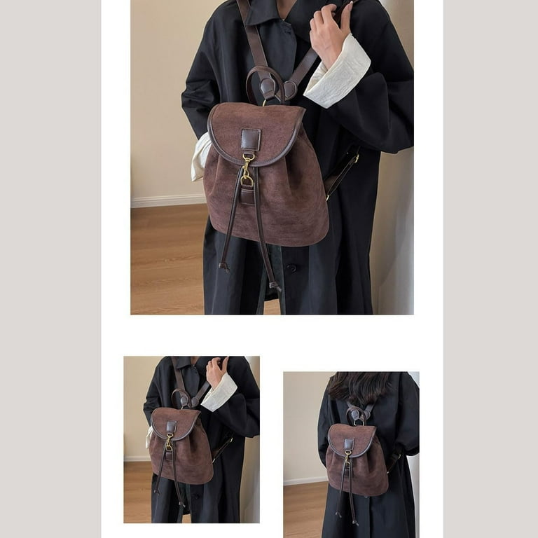 faux suede mini backpack Burnett  the most adorable black leather mini backpack Suede Drawstring Backpack Bag 
