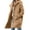 Khaki, variant on Women's Casual Solid Color Tops Coats Long Sleeve Button Hooded Woolen Coat Jacket with Pocket Navy S