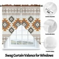 thumbnail image 2 of Swag Curtains Valances for Windows, Orange Brown Boho Short Kitchen Window Curtains Over Sink, Vintage Southwest Tribal Geometric Pattern Cafe Curtains Panel Set Of 2,Rod Pocket, 36 Inches Length, 2 of 8