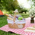 thumbnail image 4 of Wicker Picnic Basket Set for 2-3 People - With Lid, Handle & Washable Lining, Includes Cutlery for Outdoor, Camping & Holiday Gatherings, 4 of 6