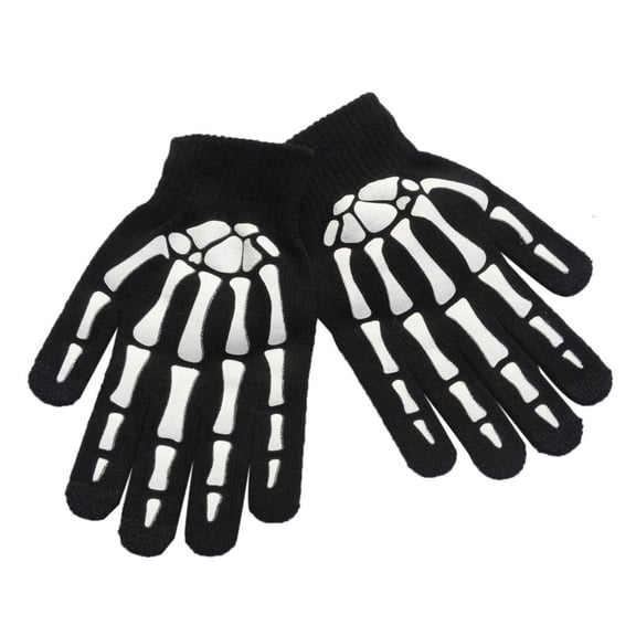 Giaone Unisex Skeleton Gloves for Women Men Bone Stretch Knit Mittens