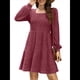 thumbnail image 1 of Vestido Estilo Babydoll Informal de Otoño con Cuello Cuadrado y Larga para Mujer Rojo L, 1 of 8