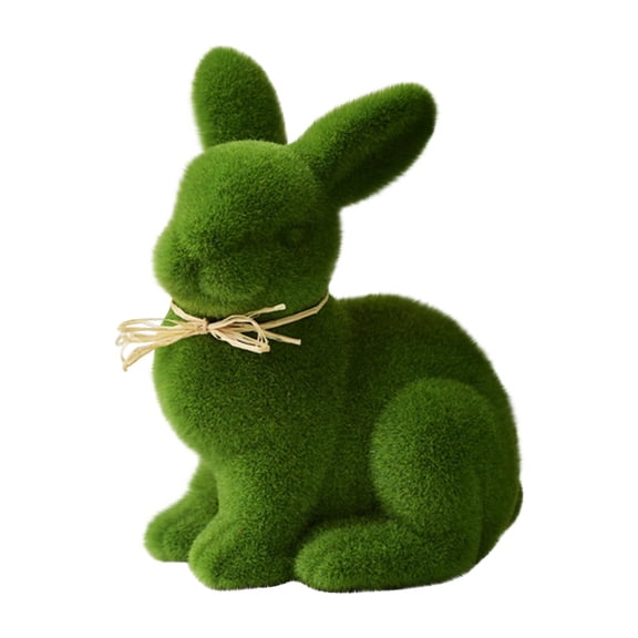 Lilixerw Easter Green Plush Bunny Figurine,Flocked Moss Green Rabbit Spring Decor,Realistic Soft Tabletop Display for Indoor Home,Table,Easter Gift & Centerpiece,7x5.7 in