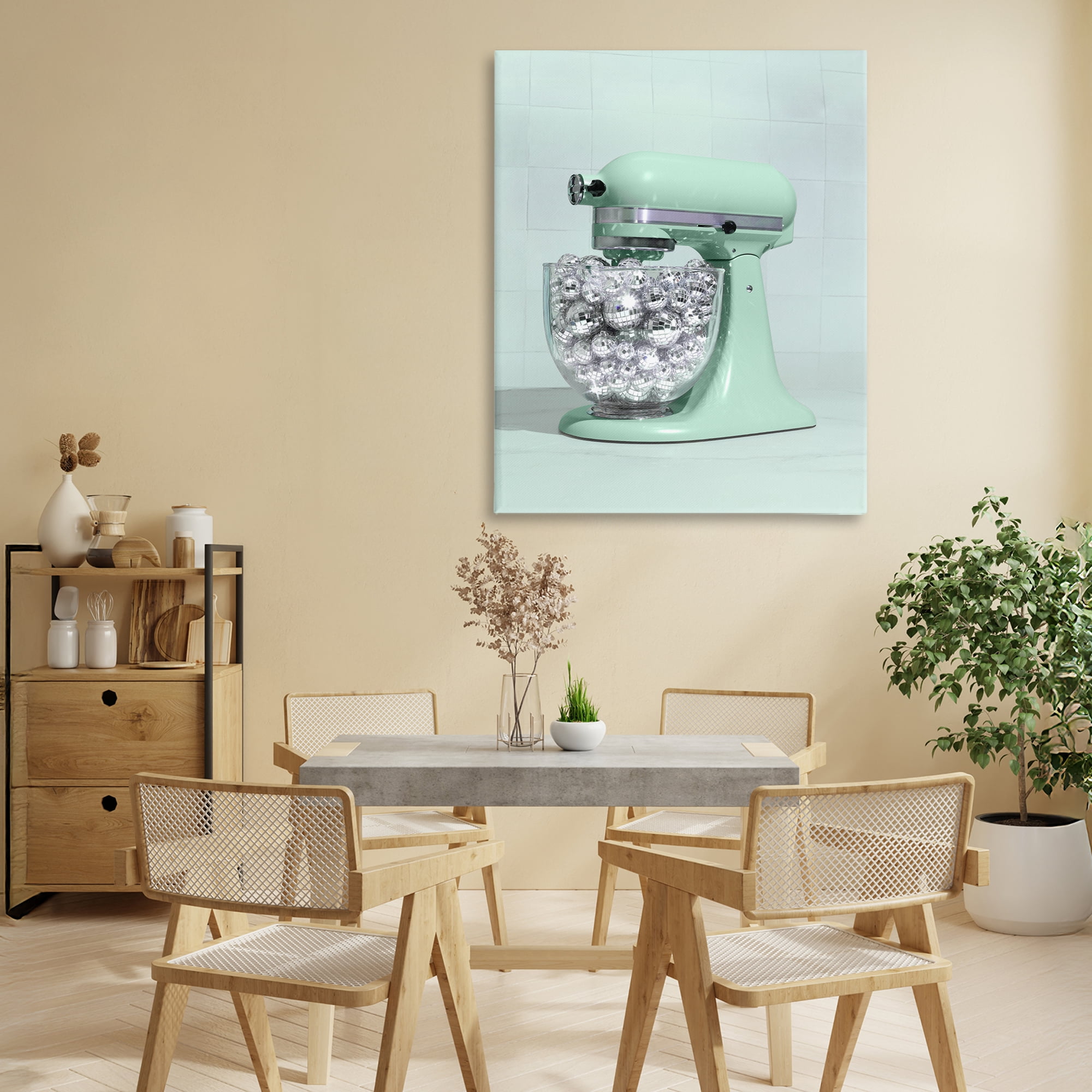 Stupell Industries Disco Kitchen Mixer over Green Canvas Wall Art, design by LISH Creative