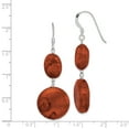 thumbnail image 2 of Beautiful Sterling Silver Reconstituted Red Coral Dangle Earrings, 2 of 2