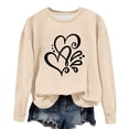 thumbnail image 4 of Women's Casual Crew Neck Graphic Sweatshirts Love Heart Print Long Sleeve Cute Tops Teens Girls Casual Spring T Shirts(Beige,XXL), 4 of 5
