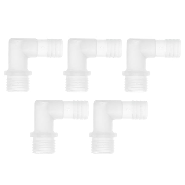 Accesorio de barbado de manguera de plástico Unique Bargains 3/4" G3/4 macho NPT codo de barbado para acuarios PP transparente 5 piezas
