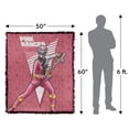 thumbnail image 2 of Power Rangers: Dino Fury Blanket, 50'x60' Pink Ranger Character Woven Tapestry Cotton Blend Fringed Throw Blanket, 2 of 6