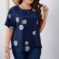 thumbnail image 2 of Plus Size Tops for Women Crewneck Short Sleeve Printed Cotton Linen Shirts Casual Baggy Comfy Summer Blouses Tee, 2 of 6