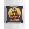 thumbnail image 6 of Ryan; Cute Haunted House with Bats & Pumpkins Throw Pillow Cover 45x45cm – Halloween Theme Cushion for Festive Fun, 6 of 7