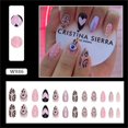 thumbnail image 4 of Almond Press on Nails 24Pcs Short Fake Nails Cute Glue On Nails with Eye Heart Designs, 4 of 6