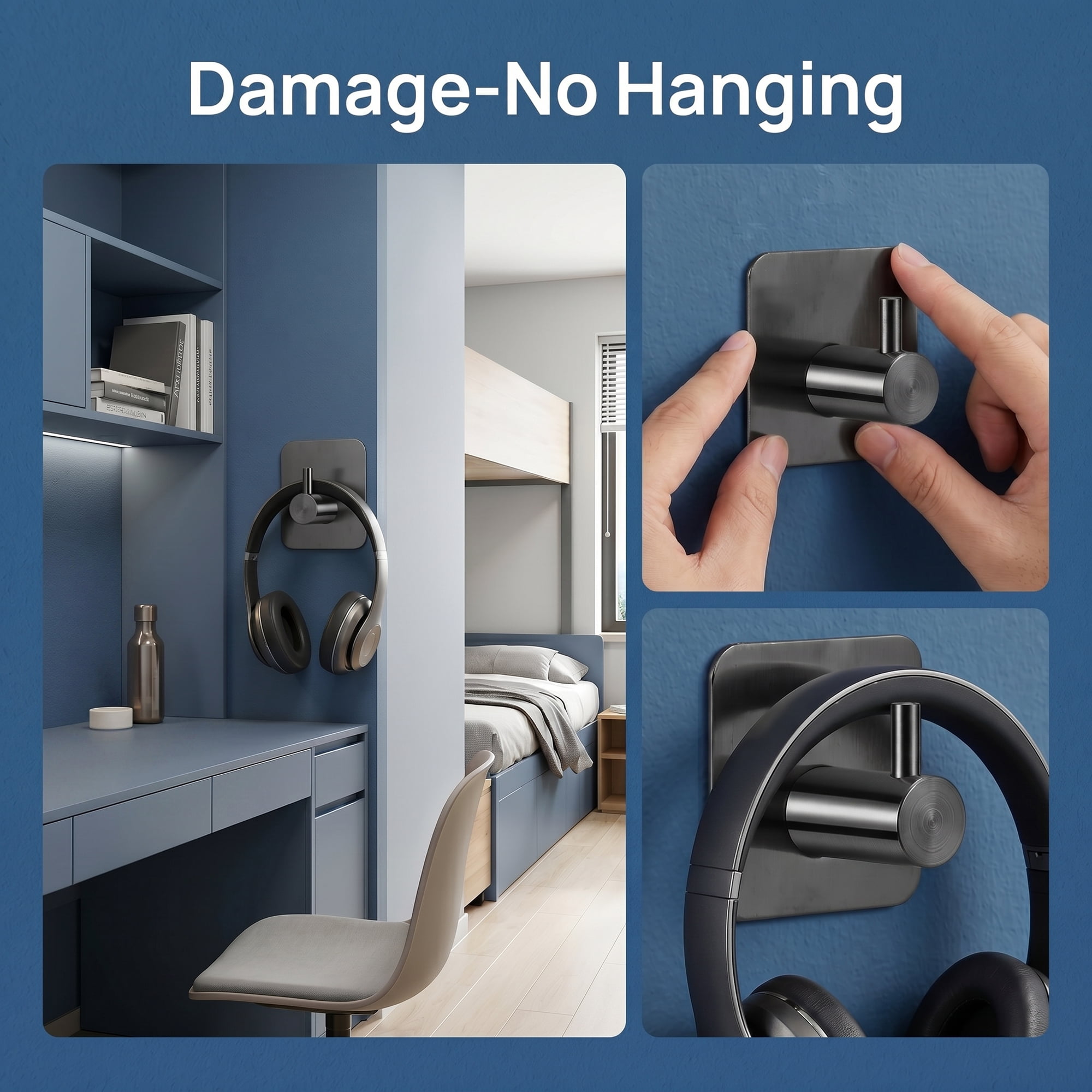 Unique Bargains 12Pcs Durable Metal Utility Adhesive Wall Hooks Black