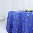 thumbnail image 2 of BalsaCircle 120" Royal Blue Gold Metallic Geometric Design Polyester Round Tablecloth Catering, 2 of 8