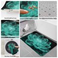 thumbnail image 6 of Teal Black Floral Bath Mat 3 Piece Bathroom Rug Set, Modern Minimalist Ombre Botanical Non Slip Bath Rug Contour Mat and Toilet Lid Cover, Absorbent Shower Mats Soft Bath Rugs and Mats Sets, 6 of 8
