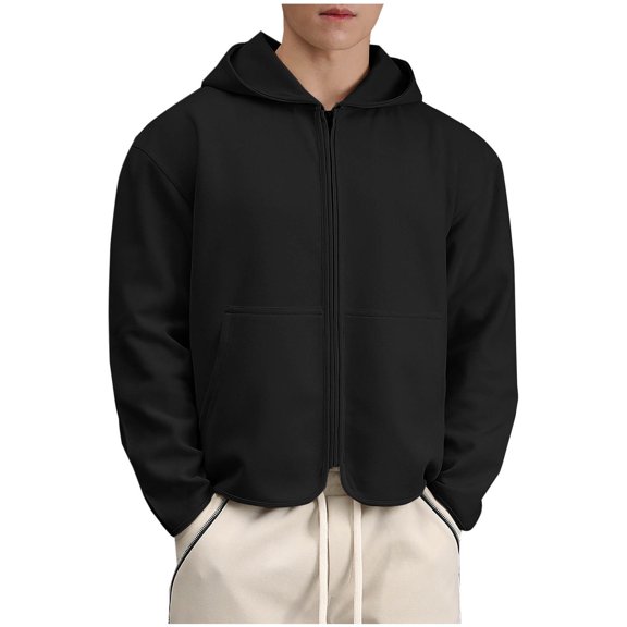 Dxzfnsa Men's Full-Zip Hoodies Sweatshirts Mens Fashion Lightweight Solid Color Long Sleeve Hoodies Casual Loose Outwear with Pockets