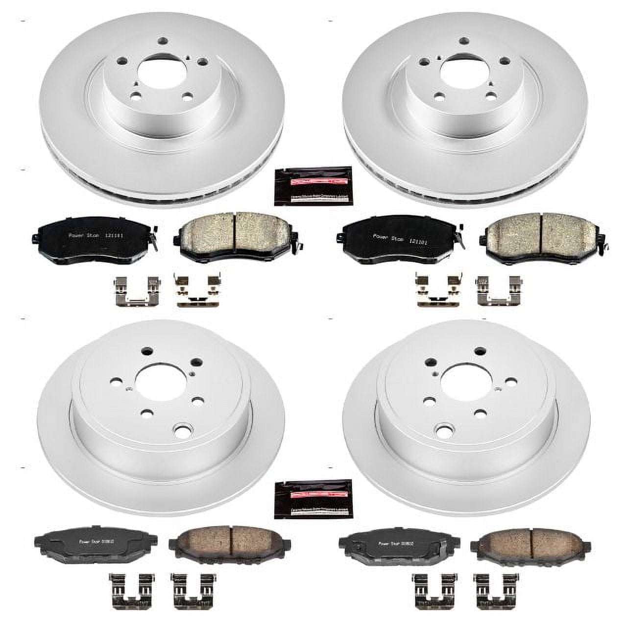 PowerStop Front and Rear Geomet Coated Brake Rotor and Pad Kit Fits: SUBARU Select Models CRK6083