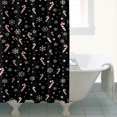thumbnail image 4 of Black Christmas Candy Cane and Snowflake Pattern Shower Curtain 84"x72" ,Bathroom Decorative Shower Curtains Set with 12 Hooks,Modern Waterproof Washable Shower Curtain, 4 of 6