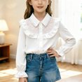 thumbnail image 2 of Mnyotv Girl'S White Long Sleeved Shirt Performance formal Shirts School Uniform Tops Size 9-10 Years, 2 of 5