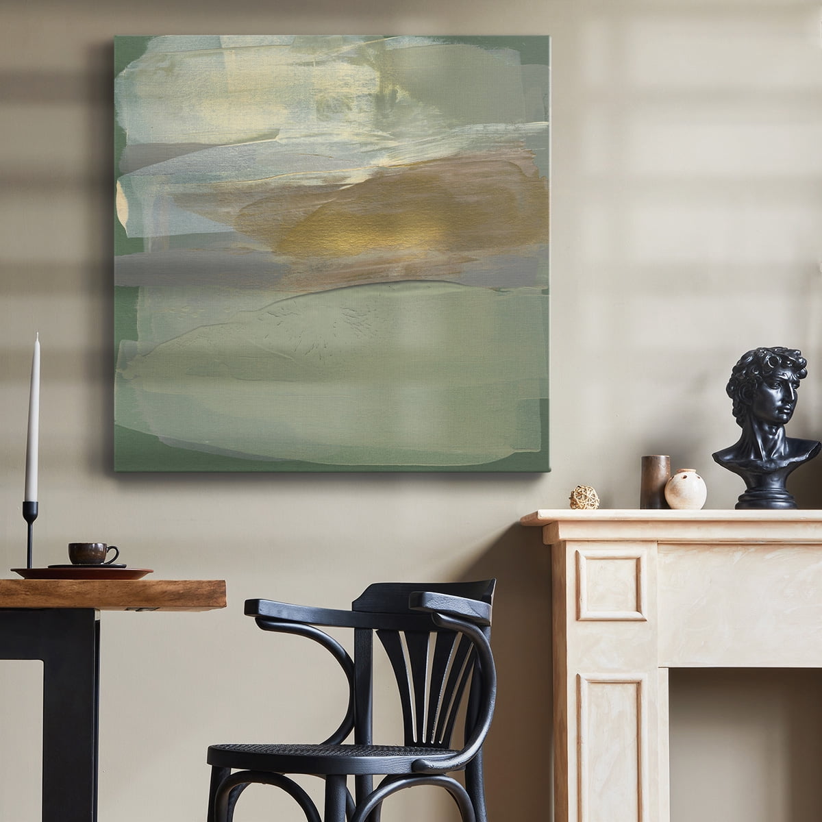 Wexford Home Sage & Gold Swipe III-Premium Gallery Wrapped Canvas, 10" x 10" - Ready to Hang