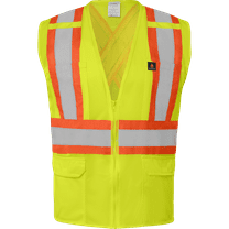 Ironwear 1287 Class 2 Flame-Retardant X-Back Safety Vest w/ Zipper & Radio Clips