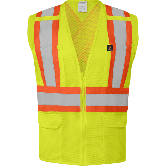 Ironwear 1287 Class 2 Flame-Retardant X-Back Safety Vest w/ Zipper & Radio Clips