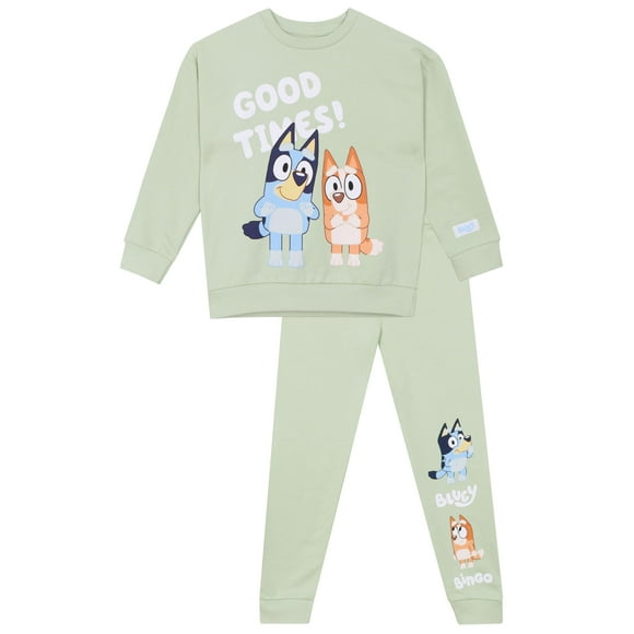 Conjunto de ropa Bluey, sudadera y pantalones para niños de 6 años, color verde