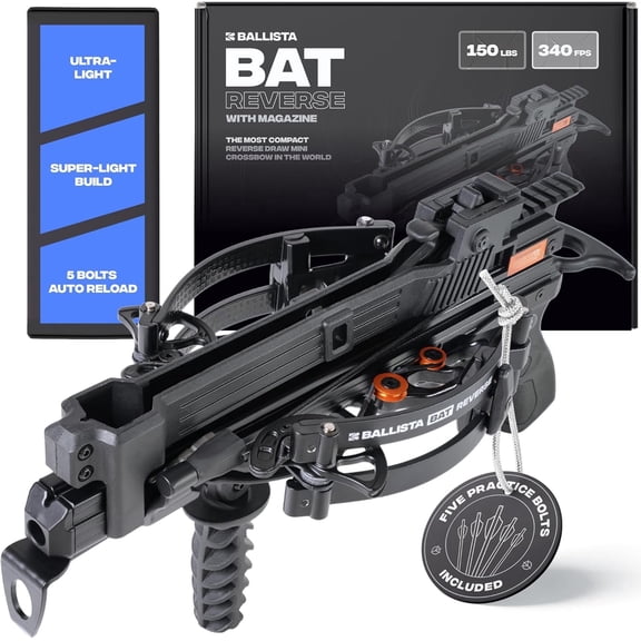 Ballista BAT Reverse Crossbow with Magazine for Target with Bolts – 340 fps, 150 lbs