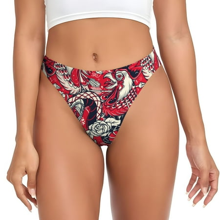 Qokaie Rooster Head Printed Women s Cotton Thong Underwear  Sexy Breathable Panties G-string-X-Large