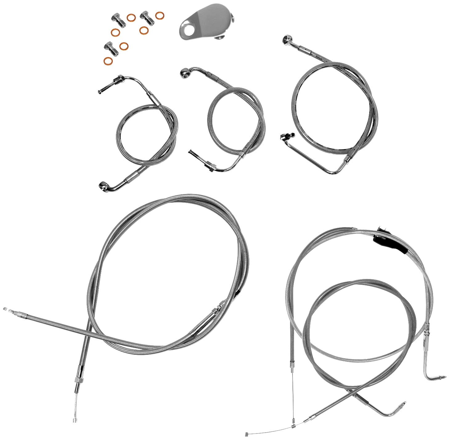 Ape Hangers Stainless Steel LA-8140KT-16 LA Choppers Cable//Brake Line Kit 15-17in