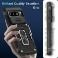 thumbnail image 4 of KOMI Case for Google Pixel 8 with Slide Camera Cover+Screen Protector (1 Pack), Rotated Ring Kickstand Military Grade Shockproof Heavy Duty Protective Cover Black, 4 of 5