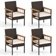 thumbnail image 1 of Costway 4PCS Patio Dining Chairs with Removable Padded Cushion, Acacia Wood Armrests, 1 of 8