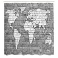 thumbnail image 3 of Ambesonne Antique Shower Curtain, World Map on Old Brick, 69"Wx70"L, Pale Grey White, 3 of 5