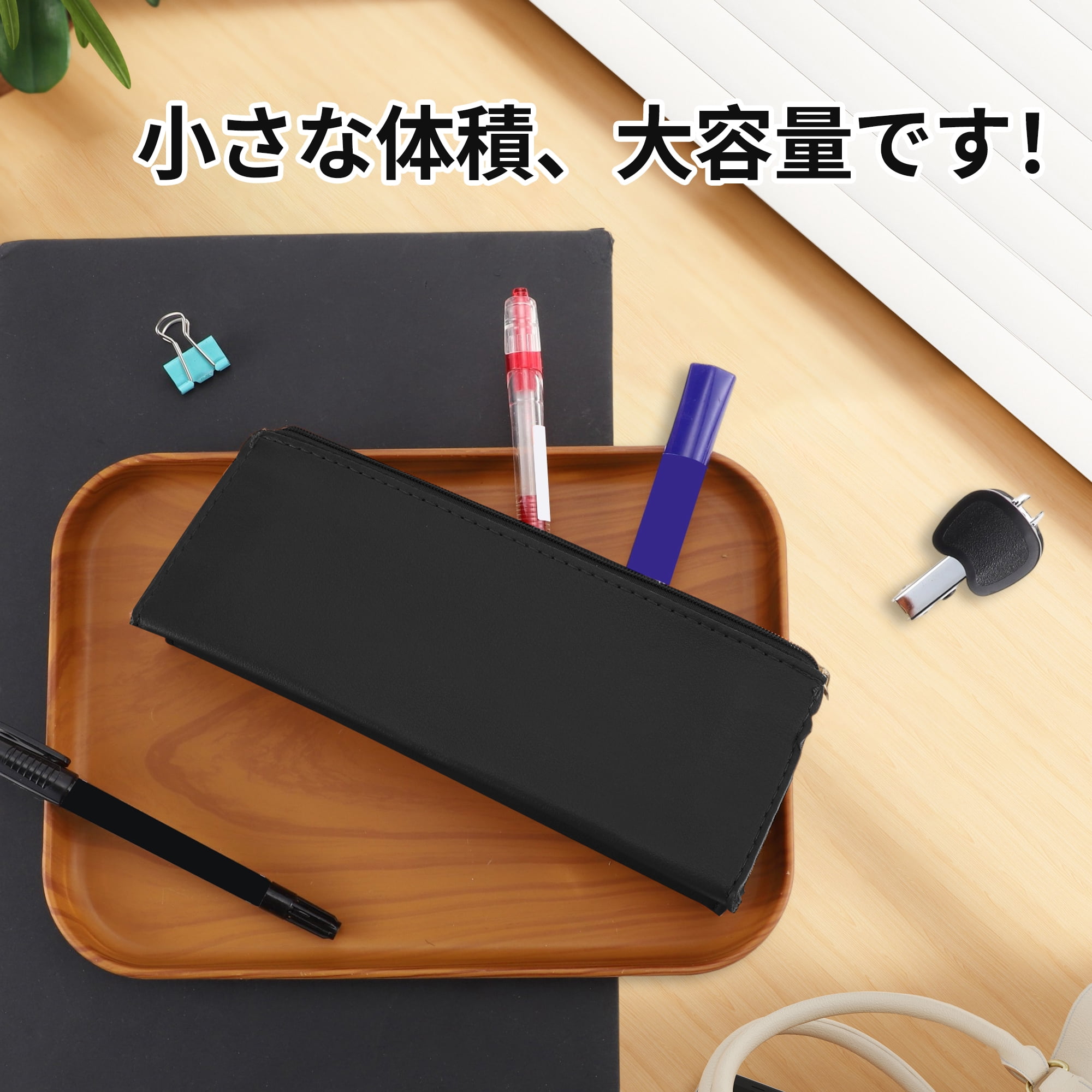 Unique Bargains Triangle Pencil Pouch Portable Stationery Bag Black