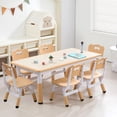 thumbnail image 1 of YUSAZENS Table & 6 Chairs Set – Height Adjustable, Graffiti Desktop, Non-Slip Legs, Multi-Activity Design for Ages 2-10, Perfect for Classroom, 1 of 7