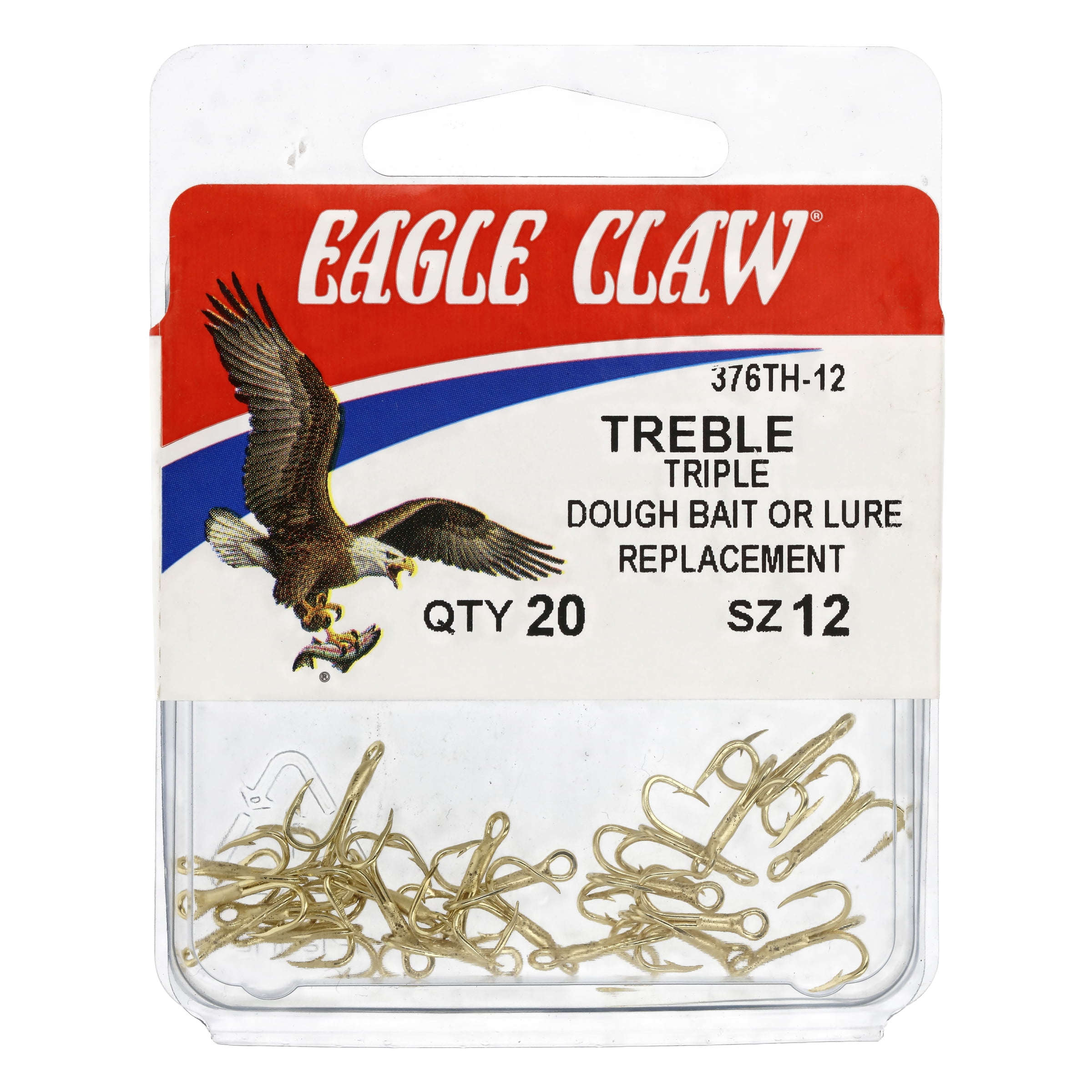 Eagle Claw 2X Gold Treble Hooks Size 18 