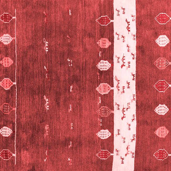 Ahgly Company Indoor Square Abstract Red Contemporary Area Rugs, 5' Square
