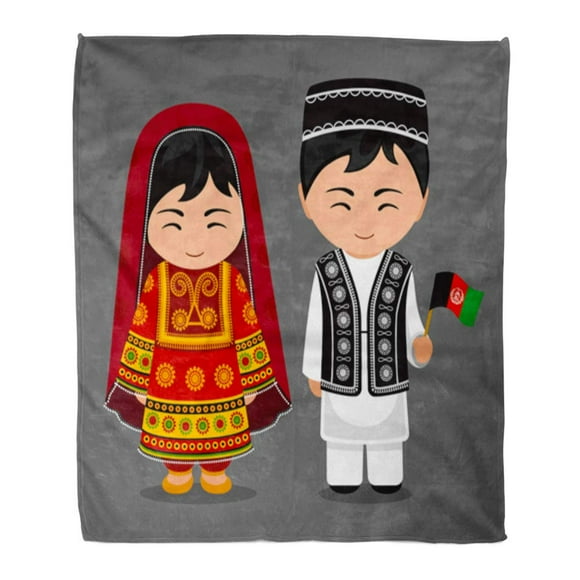 JSDART 50x60 inch Super Soft Throw Blanket Afghans in National Dress Flag Man and Woman Traditional Costume Travel Home Decorative Flannel Velvet Plush Blanket