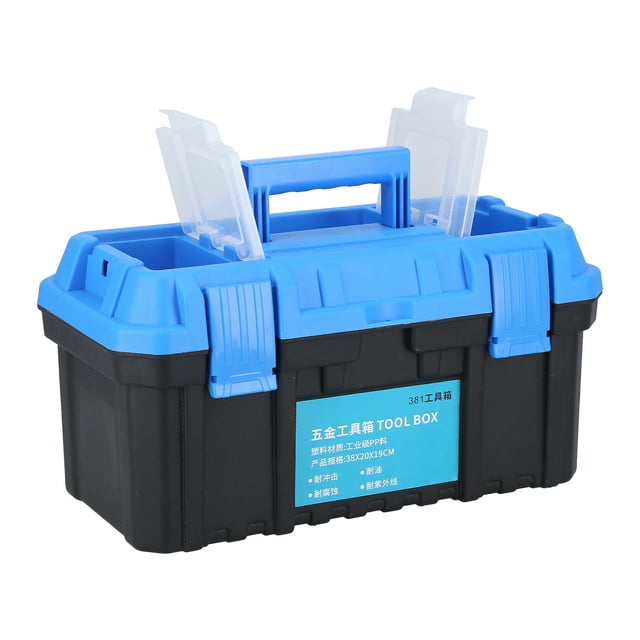 Caja de herramientas Jadeshay Organizador de plástico PP Modelo 381 Color negro y azul