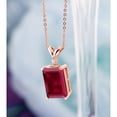 thumbnail image 4 of Gem Stone King 5.02 Ct Red Created Ruby White Diamond 18K Rose Gold Plated Silver Pendant with Chain, 4 of 5