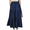 thumbnail image 2 of Bimba Women's Casual Wear Solid Crinkle Tiered Cotton Wrap Skirt- Navy Blue, 2 of 6