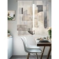 thumbnail image 4 of Abstract Sheer Curtains for Living Room Bedroom Modern Geometric Brown Beige Sheer Curtains 63 Inch Long 2 Panels Set Light Filtering Curtain Window Treatments Drapes for Dining Room, 4 of 6