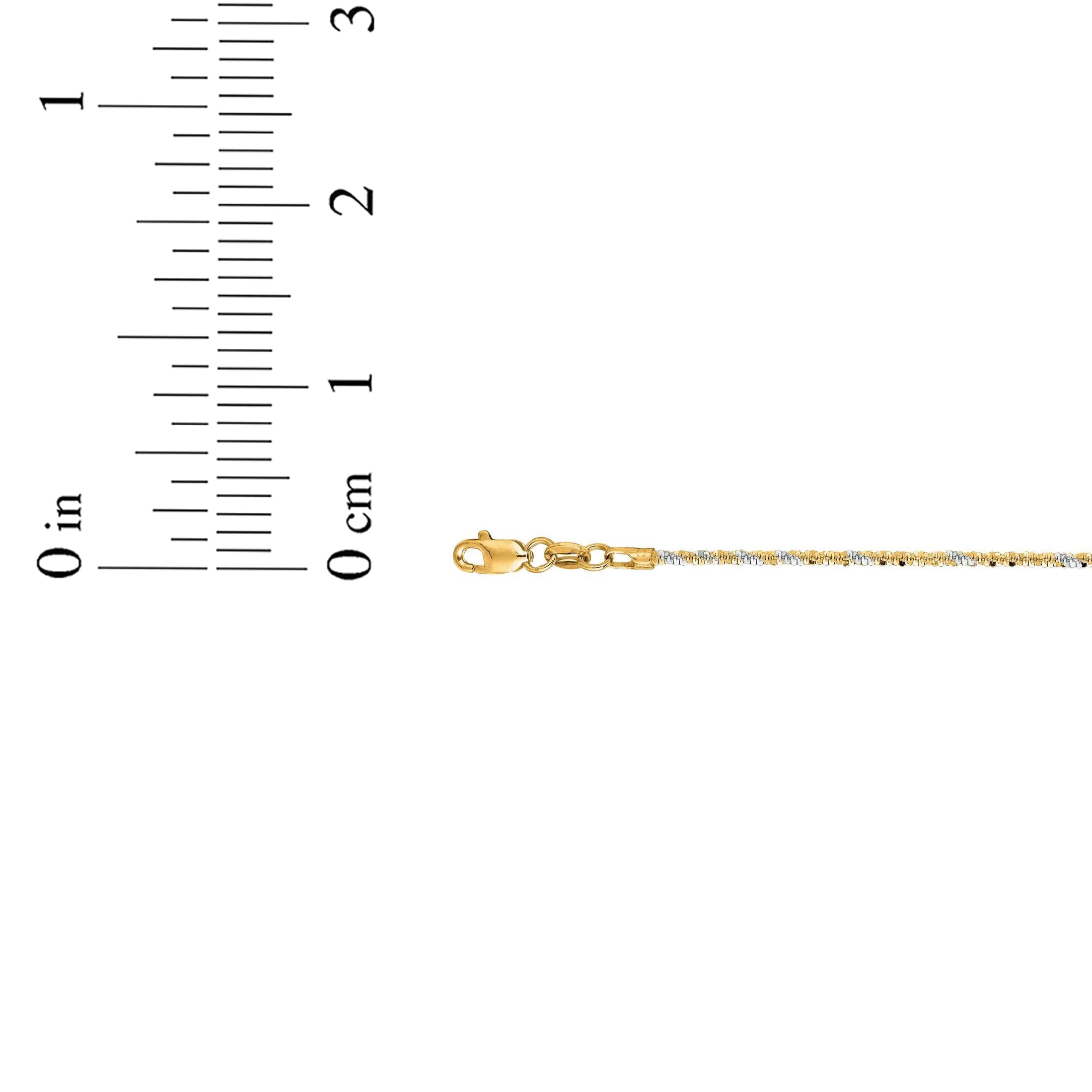 Floreo 14k Yellow Gold or Rose Gold and White Gold 1.5mm Twisted Crisscross Sparkle Chain Necklace