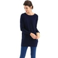 thumbnail image 3 of BodiLover, Women's, Dolman Sleeve Boat Neck Oversized Sweater Top, Navy, M, 3 of 6