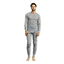Light Gray Men's Thermal Crew Neck Top & Long Johns Underwear Set Size Small