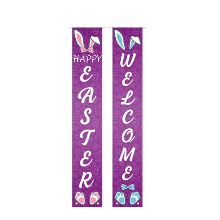 

New Easter Couplet Chicken Rabbit Bunting Party Scene Decorate The Festive Patio