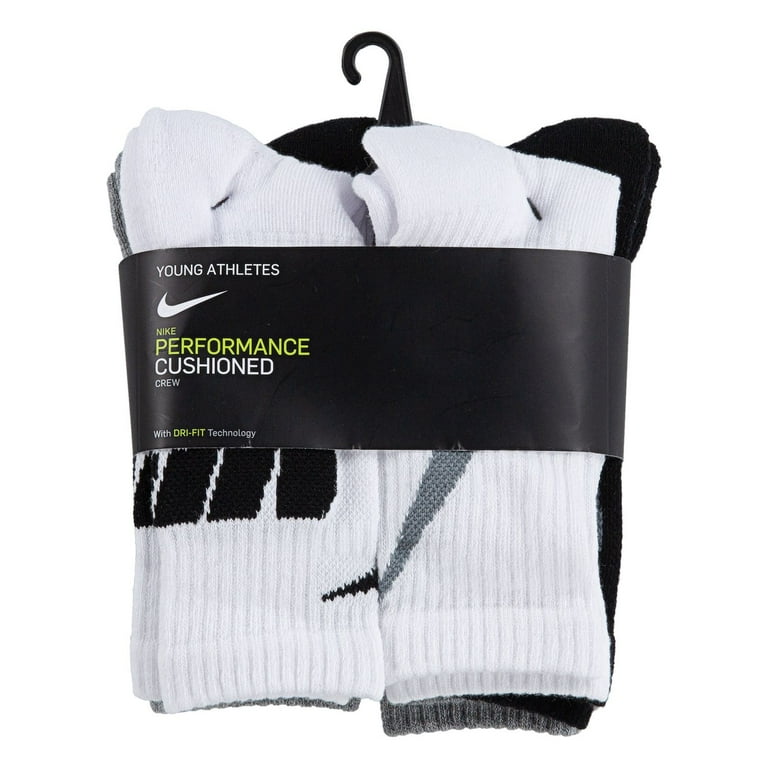 Boys Nike 6-Pack Dri-FIT Performance Cushioned Crew Socks Color