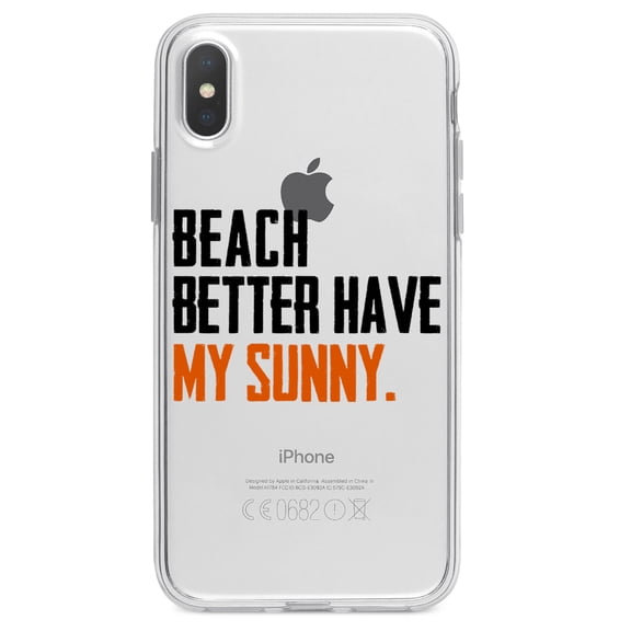 DistinctInk Clear Shockproof Hybrid Case for iPhone X / XS (5.8" Screen) - TPU Bumper Acrylic Back Tempered Glass Screen Protector - Beach Better Have My Sunny