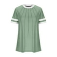 thumbnail image 4 of TKLPEHG Womens Short Sleeve Shirts Crew Neck Pleated Tunic Tshirt Basic Tops Loose Fitted Casual Summer Classic Solid Color Tshirt Womens Clothes (Army Green,L), 4 of 4