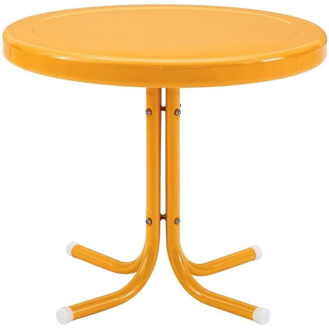 Pemberly Row Modern Steel Metal Patio End Table in Tangerine Gloss/White