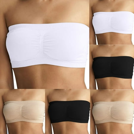 Limited Chance: WomenS Bras  Sujetadores de Mujer  Women Strapless Bra Summer Bandeau Bra Plus Size Strapless Bra Comfort Wireless Bra SOPATENOR Black L